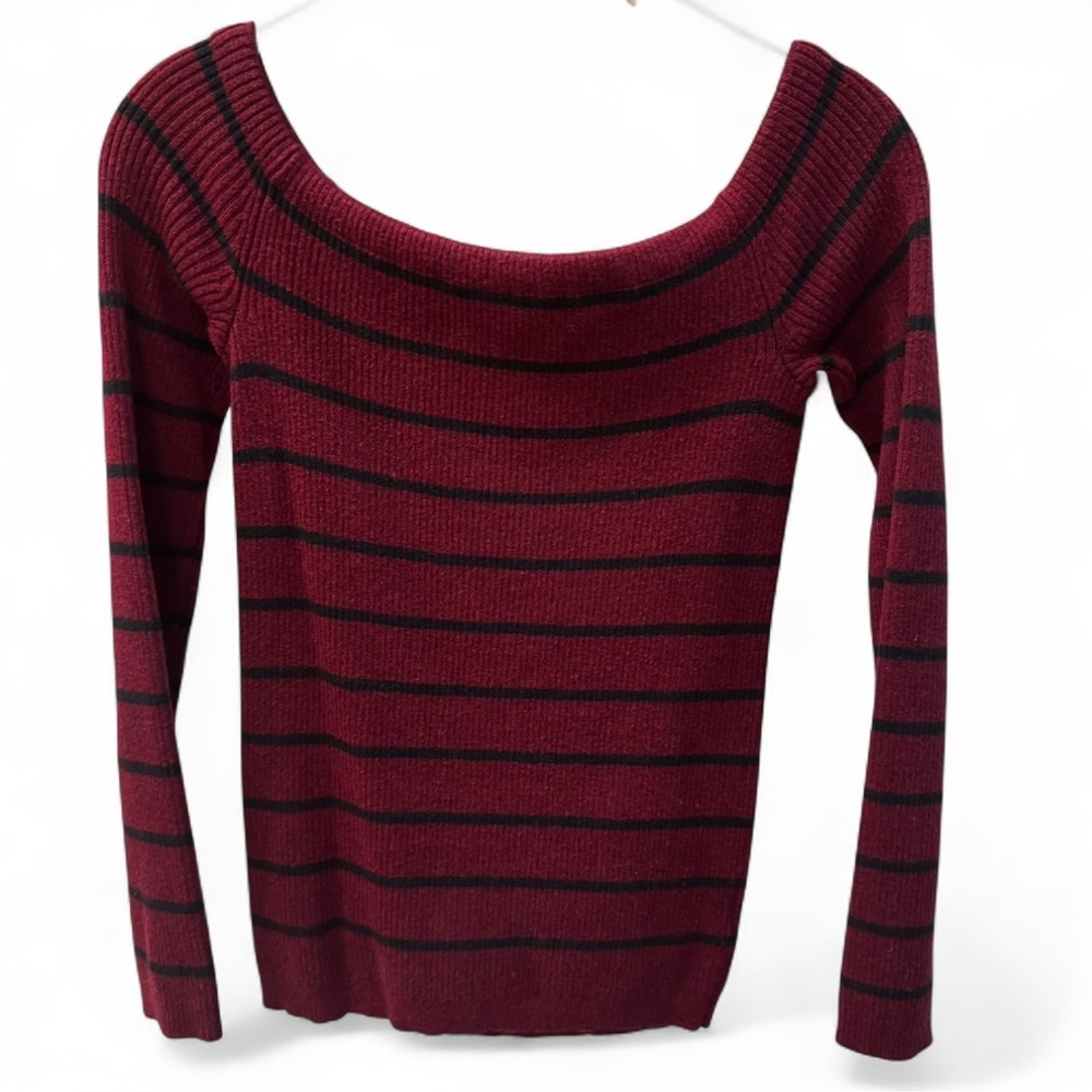 American Eagle striped long sleeve sweater off the shoulder top